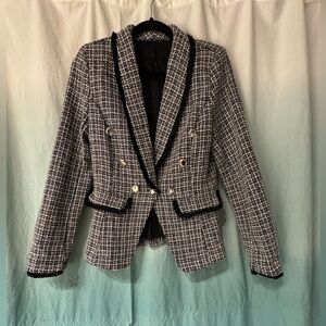 Women's Black and White Tweed Bkazer